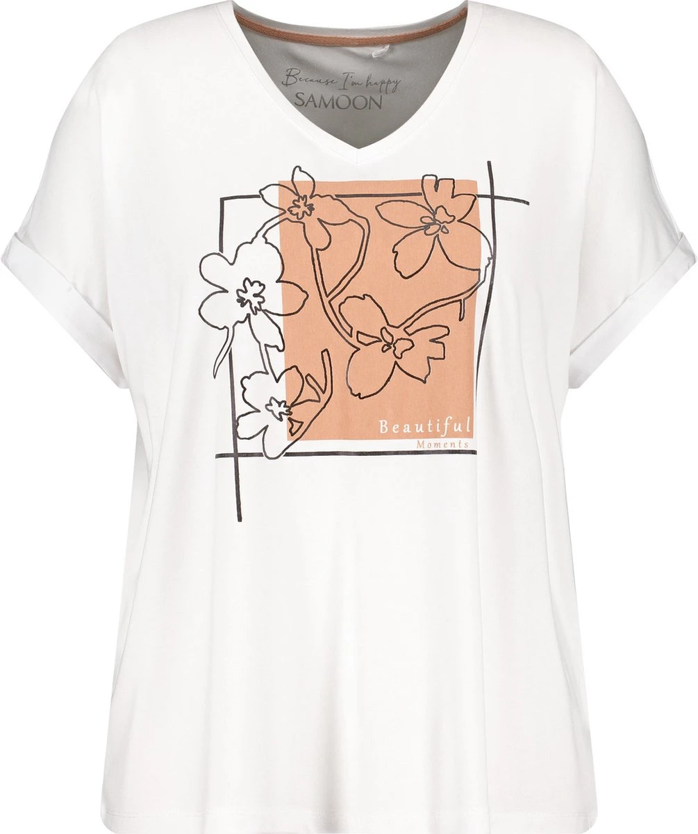 SAMOON Dames Shirt Met Korte Mouwen White Gemustert.-48 3 SAMOON Dames Shirt Met Korte Mouwen White Gemustert.-48