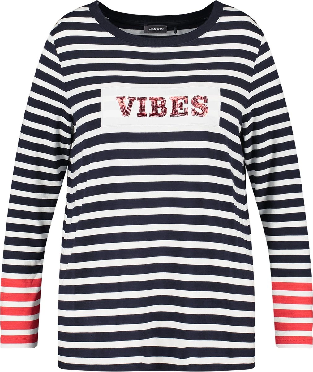 SAMOON Dames Longsleeve Navy - Offwhite Ringel-52 6 SAMOON Dames Longsleeve Navy - Offwhite Ringel-52 - Afbeelding 4