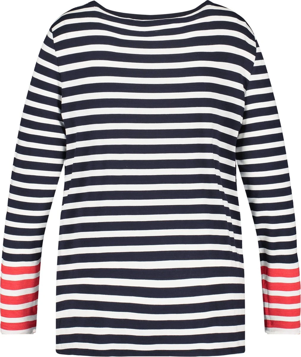 SAMOON Dames Longsleeve Navy - Offwhite Ringel-50 5 SAMOON Dames Longsleeve Navy - Offwhite Ringel-50 - Afbeelding 3