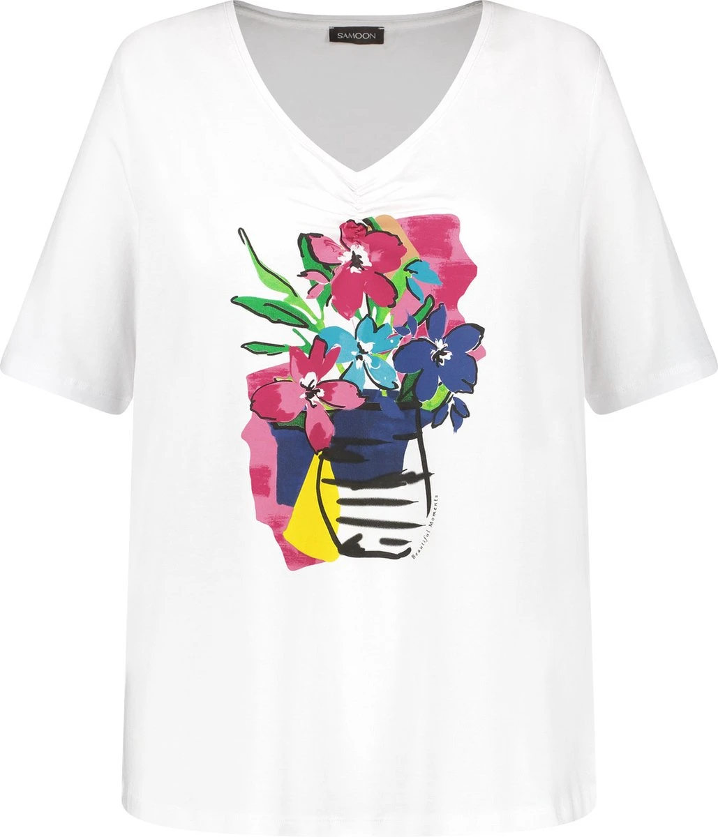 SAMOON Dames T-shirt White Gemustert.-42 7 SAMOON Dames T-shirt White Gemustert.-42 - Afbeelding 5