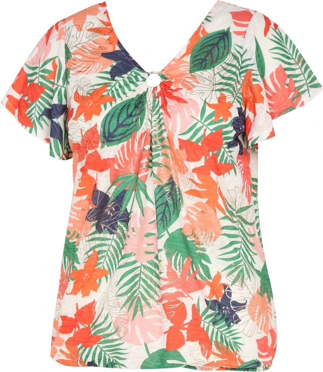 Paprika T-shirt Met Bladmotief 5 Paprika T-shirt Met Bladmotief - Afbeelding 3