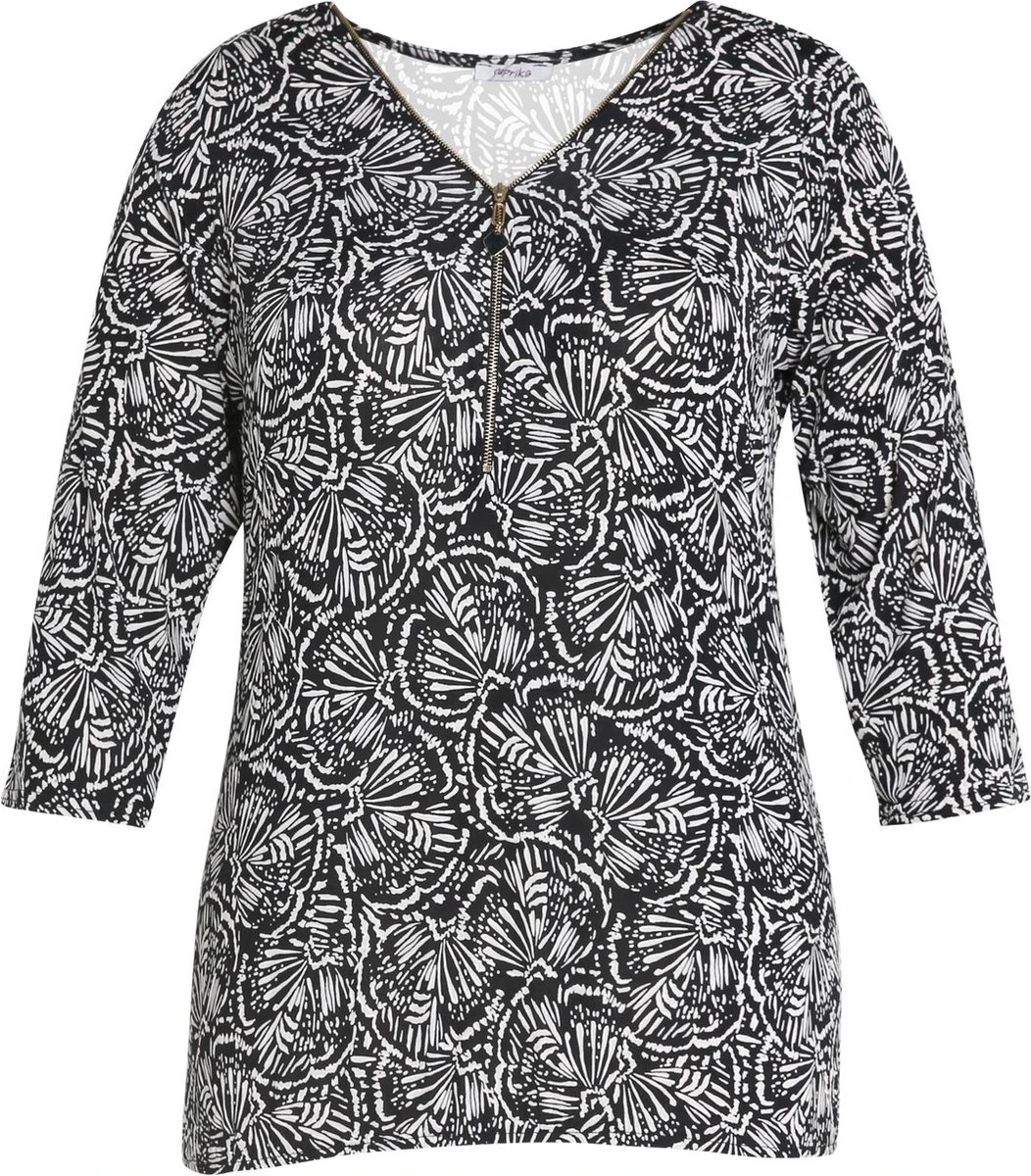 Paprika Bedrukt T-shirt Met Rits En Elastische Onderkant 7 Paprika Bedrukt T-shirt Met Rits En Elastische Onderkant - Afbeelding 5