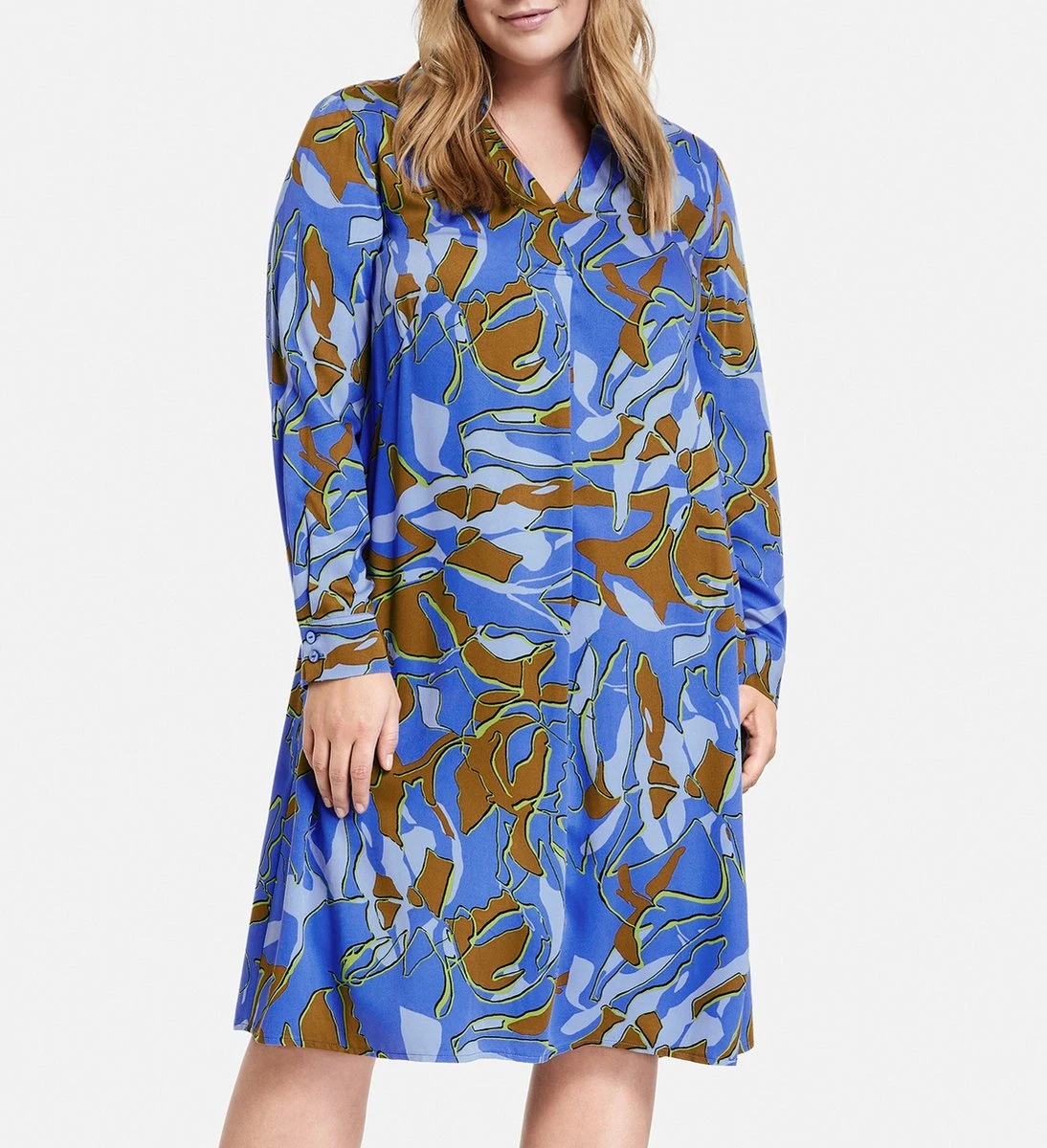SAMOON Dames Blousejurk Blue Bonnet Gemustert-46 4 SAMOON Dames Blousejurk Blue Bonnet Gemustert-46 - Afbeelding 2