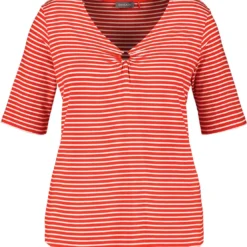 SAMOON Dames T-shirt Power Red - Offwhite Ringel-56 -Pantalonix Verkoopwinkel 1111x1200 3