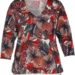 Paprika Gebloemd T-shirt Met Sportband Onderaan -Pantalonix Verkoopwinkel 1113x1200