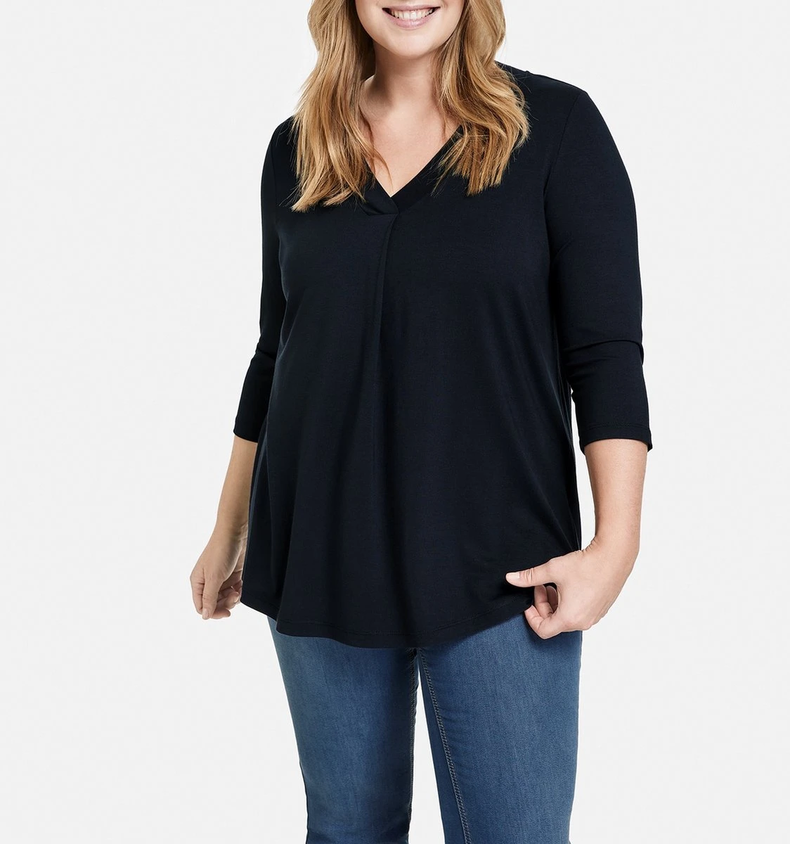 SAMOON Dames Shirt Met 3/4-mouwen Navy-48 6 SAMOON Dames Shirt Met 3/4-mouwen Navy-48 - Afbeelding 4