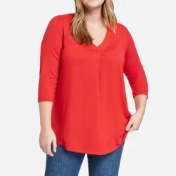 SAMOON Dames Shirt Met 3/4-mouwen Power Red-54 -Pantalonix Verkoopwinkel 1128x1200 4