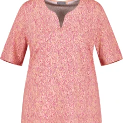 SAMOON Dames Shirt Met Halflange Mouwen Mellow Buff Gemustert-50