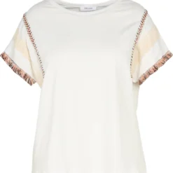 Paprika Effen T-shirt Met Detail Op De Mouwen