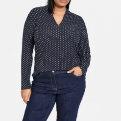 SAMOON Dames Longsleeve Navy Gemustert-42 -Pantalonix Verkoopwinkel 1157x1200 1