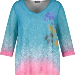 SAMOON Dames Shirt Cyan Gemustert-52 11 SAMOON Dames Shirt Cyan Gemustert-52 -Pantalonix Verkoopwinkel 1163x1200