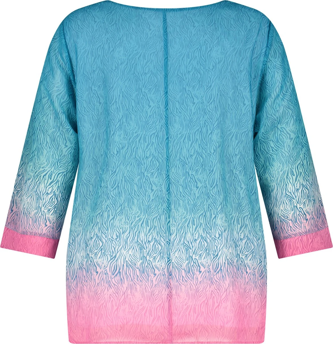 SAMOON Dames Shirt Cyan Gemustert-52 6 SAMOON Dames Shirt Cyan Gemustert-52 - Afbeelding 4