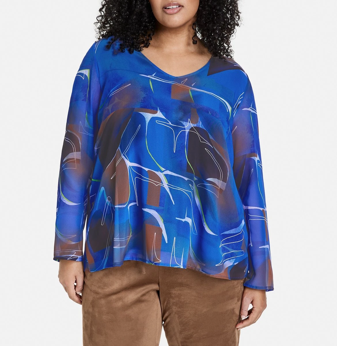 SAMOON Dames Chiffon Blouse Blue Bonnet Gemustert-56 5 SAMOON Dames Chiffon Blouse Blue Bonnet Gemustert-56 - Afbeelding 3