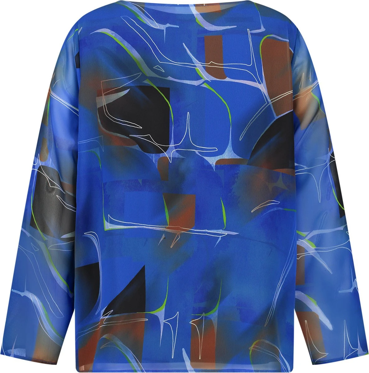 SAMOON Dames Chiffon Blouse Blue Bonnet Gemustert-56 8 SAMOON Dames Chiffon Blouse Blue Bonnet Gemustert-56 - Afbeelding 6