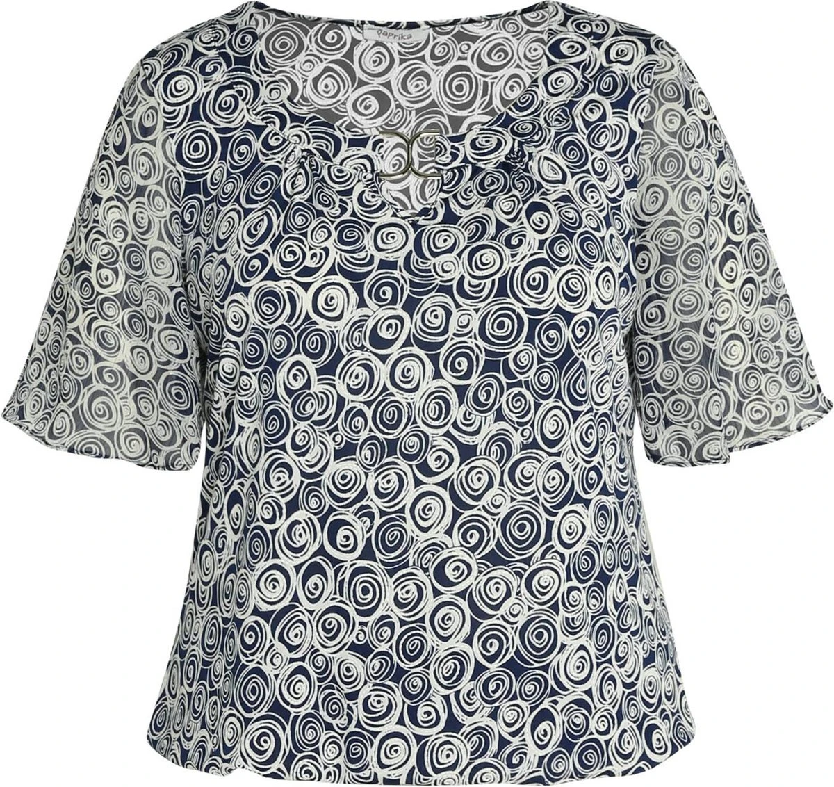 Paprika Bedrukt T-shirt In Voile Met Elleboogmouwen 7 Paprika Bedrukt T-shirt In Voile Met Elleboogmouwen - Afbeelding 5