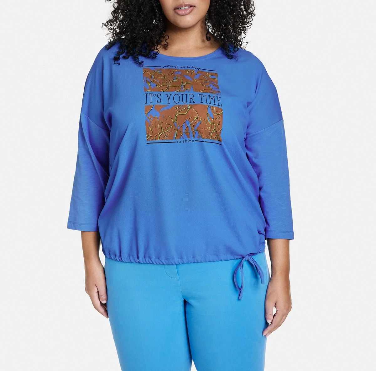 SAMOON Dames Shirt Met 3/4-mouwen Blue Bonnet Gemustert-54 3 SAMOON Dames Shirt Met 3/4-mouwen Blue Bonnet Gemustert-54