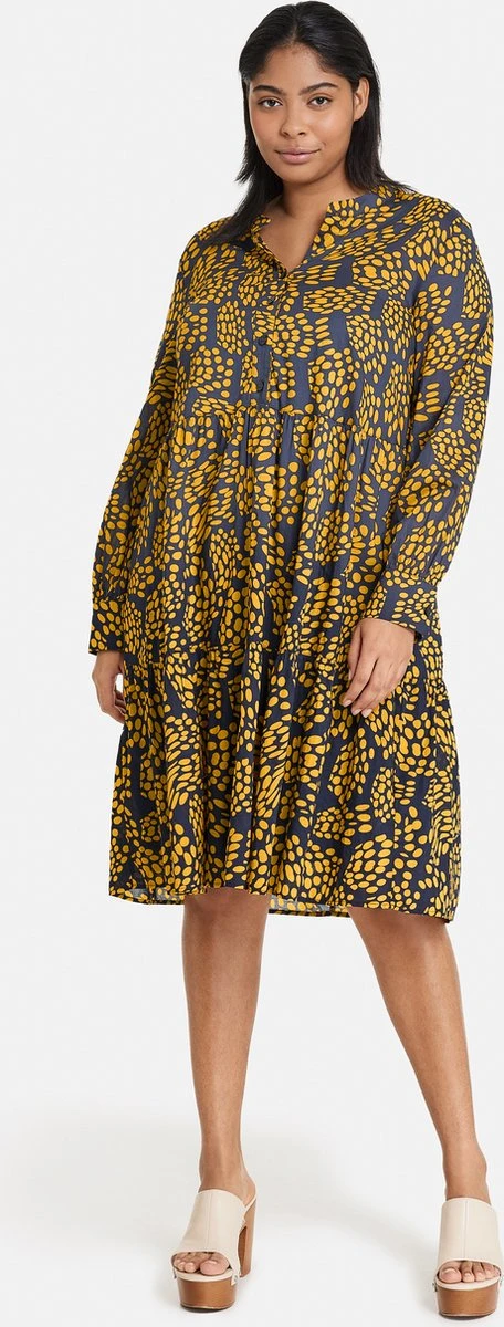 SAMOON Dames Jurk Met A-lijn Mood Blue Gemustert-46 7 SAMOON Dames Jurk Met A-lijn Mood Blue Gemustert-46 - Afbeelding 5