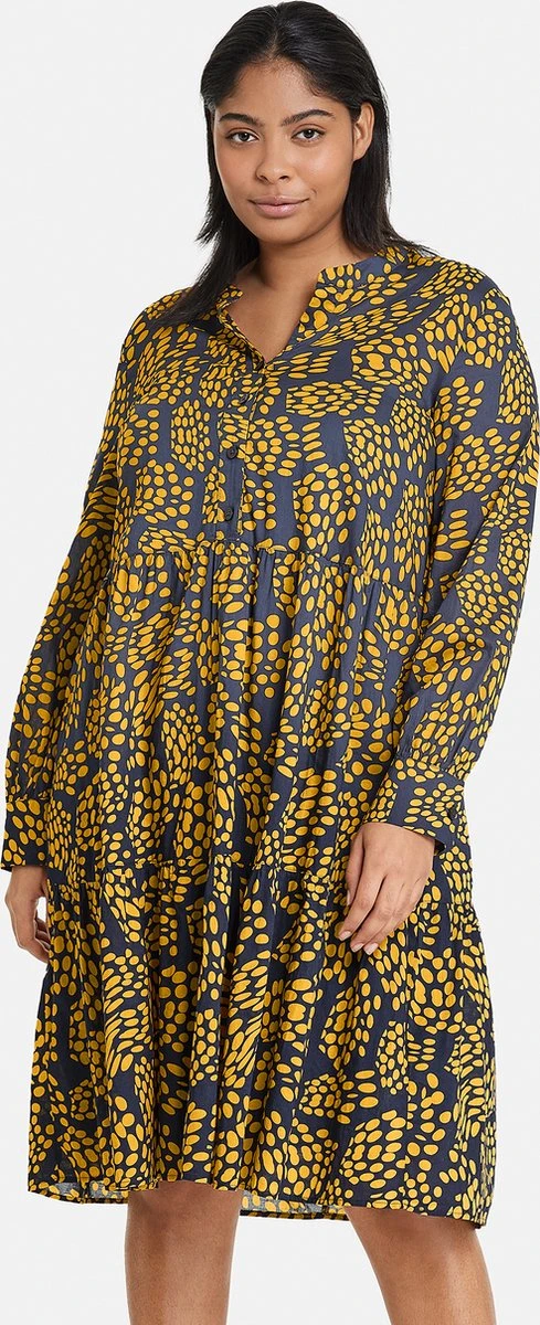 SAMOON Dames Jurk Met A-lijn Mood Blue Gemustert-46 3 SAMOON Dames Jurk Met A-lijn Mood Blue Gemustert-46