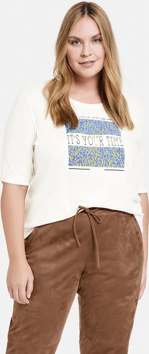 SAMOON Dames T-shirt Offwhite Gemustert-48 3 SAMOON Dames T-shirt Offwhite Gemustert-48