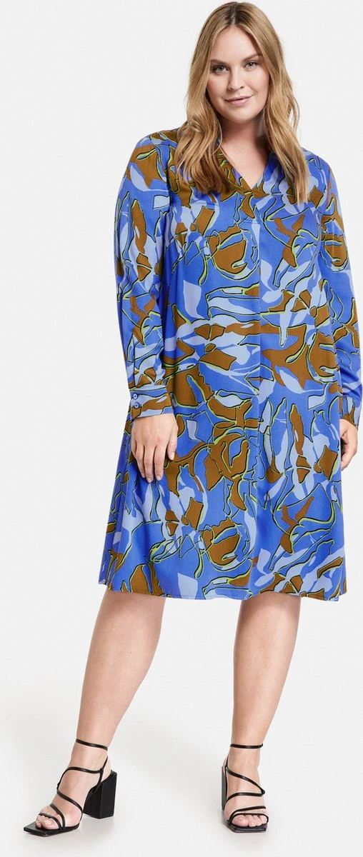 SAMOON Dames Blousejurk Blue Bonnet Gemustert-46 6 SAMOON Dames Blousejurk Blue Bonnet Gemustert-46 - Afbeelding 4