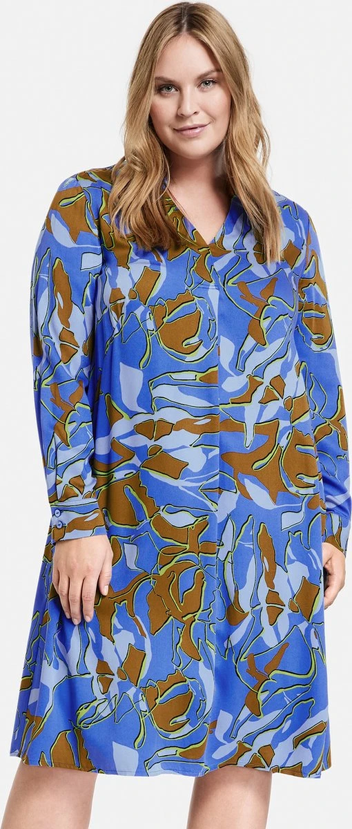 SAMOON Dames Blousejurk Blue Bonnet Gemustert-46 3 SAMOON Dames Blousejurk Blue Bonnet Gemustert-46