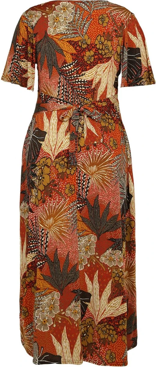 Paprika Lange Wikkeljurk Met Hawai Print 5 Paprika Lange Wikkeljurk Met Hawai Print - Afbeelding 3