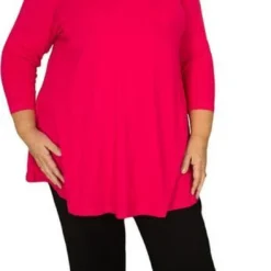 Zazou-shirt-A-lijn-driekwart-mouw-fuchsia