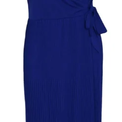 Promiss Lange, Effen Plisséjurk Met Valse Wikkelkraag -Pantalonix Verkoopwinkel 555x1200