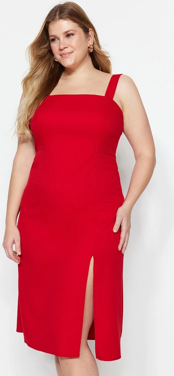 Trendyol Vrouwen Standaard Mouw Vierkante Kraag Bodycon Plus Size Jurk 7 Trendyol Vrouwen Standaard Mouw Vierkante Kraag Bodycon Plus Size Jurk - Afbeelding 5