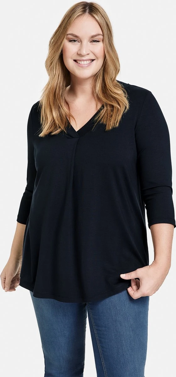 SAMOON Dames Shirt Met 3/4-mouwen Navy-48 3 SAMOON Dames Shirt Met 3/4-mouwen Navy-48