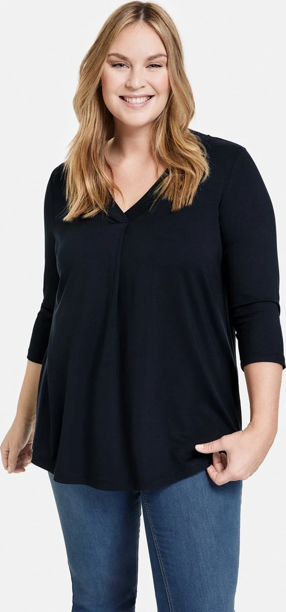 SAMOON Dames Shirt Met 3/4-mouwen Navy-54 4 SAMOON Dames Shirt Met 3/4-mouwen Navy-54 - Afbeelding 2