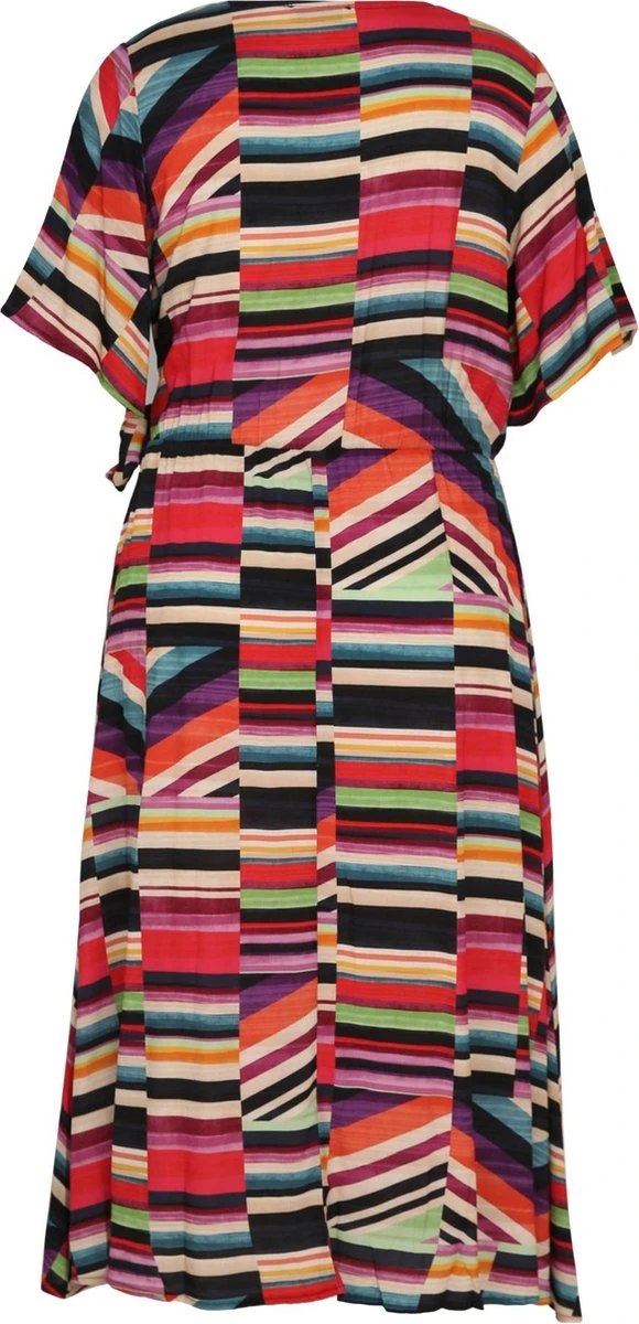 Promiss Halflange, Gestreepte Jurk In Viscose Met Valse Wikkelkraag 10 Promiss Halflange, Gestreepte Jurk In Viscose Met Valse Wikkelkraag - Afbeelding 8