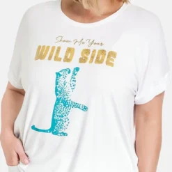 SAMOON Dames T-shirt White Gemustert.-42 -Pantalonix Verkoopwinkel 591x1200 1