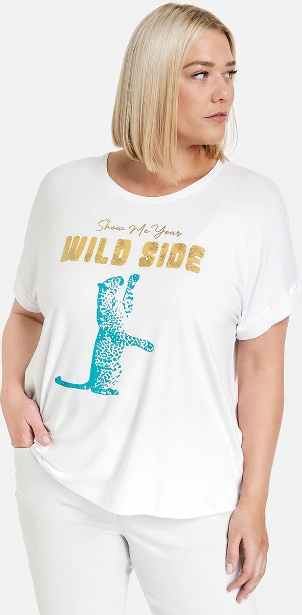 SAMOON Dames T-shirt White Gemustert.-46 3 SAMOON Dames T-shirt White Gemustert.-46