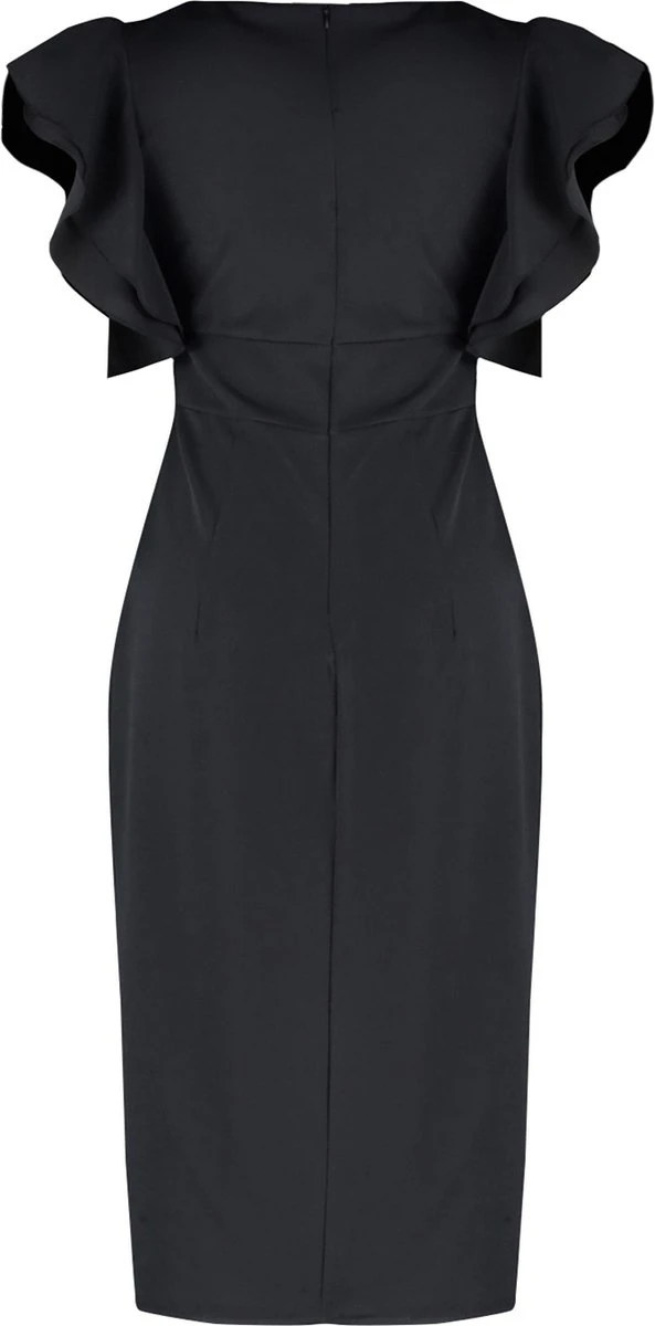 Trendyol Vrouwen Gepofte/ruche Mouw V-hals Bodycon Plus Size Jurk 4 Trendyol Vrouwen Gepofte/ruche Mouw V-hals Bodycon Plus Size Jurk - Afbeelding 2