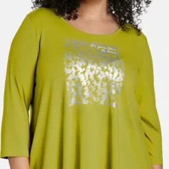 SAMOON Dames Shirt Met 3/4-mouwen Citronella Gemustert-52