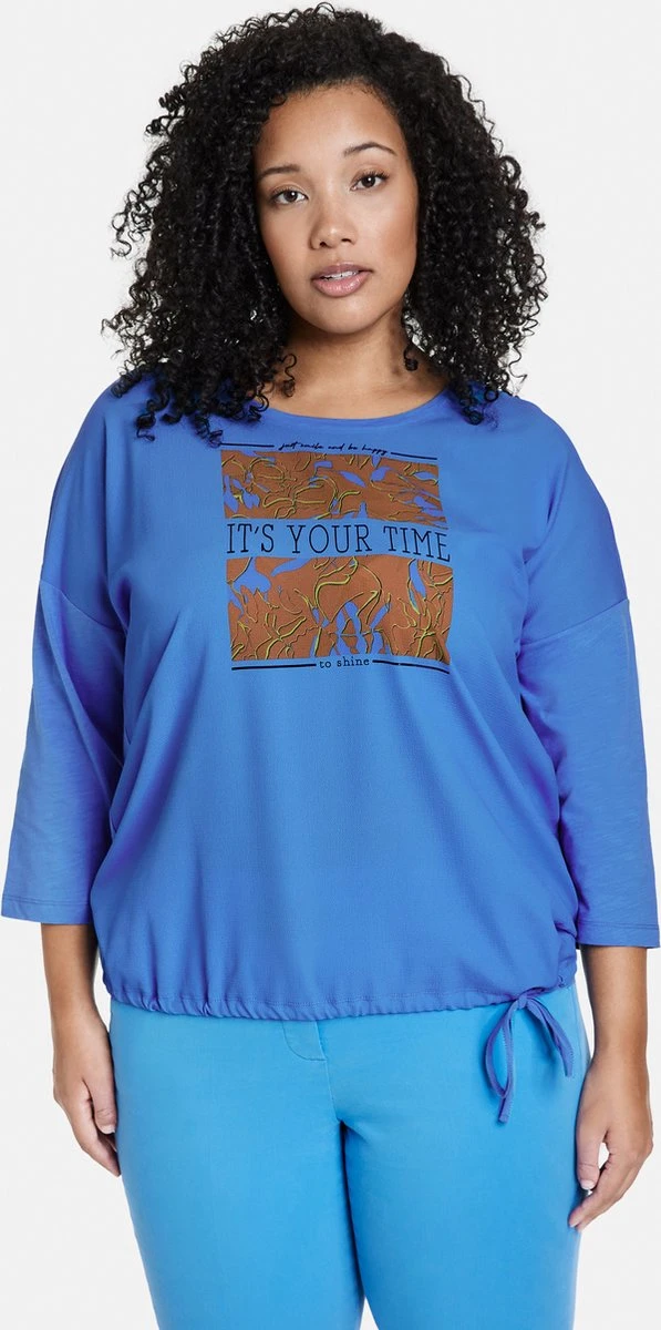 SAMOON Dames Shirt Met 3/4-mouwen Blue Bonnet Gemustert-52 5 SAMOON Dames Shirt Met 3/4-mouwen Blue Bonnet Gemustert-52 - Afbeelding 3