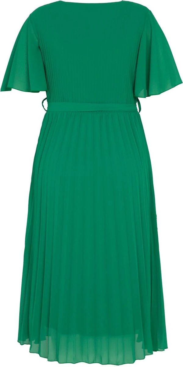 Promiss Halflange, Effen Plisséjurk Met Valse Wikkelkraag 4 Promiss Halflange, Effen Plisséjurk Met Valse Wikkelkraag - Afbeelding 2