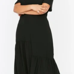 Trendyol Vrouwen Standaard Mouw Ronde Hals Ruche Zoom Grote Maten Jurk -Pantalonix Verkoopwinkel 607x1200 2