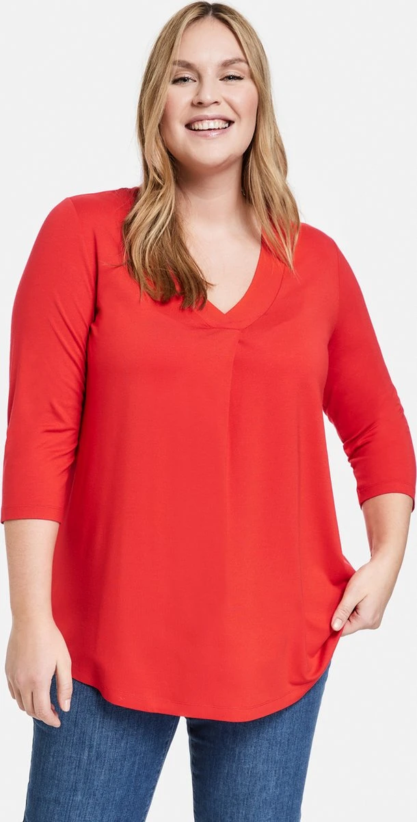 SAMOON Dames Shirt Met 3/4-mouwen Power Red-42 7 SAMOON Dames Shirt Met 3/4-mouwen Power Red-42 - Afbeelding 5