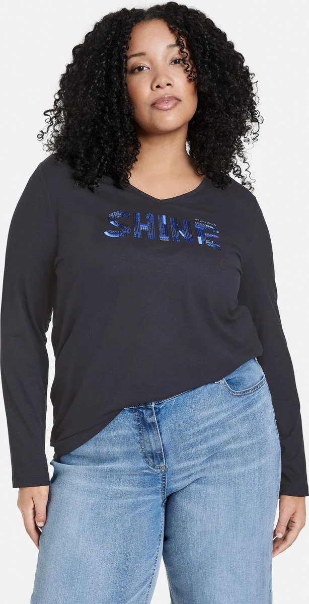 SAMOON Dames Longsleeve Navy Gemustert-52 8 SAMOON Dames Longsleeve Navy Gemustert-52 - Afbeelding 6