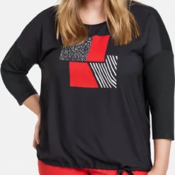 SAMOON Dames Shirt Navy Gemustert-54