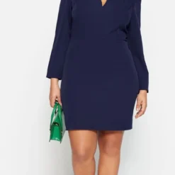 Trendyol Vrouwen Ballon Mouw Staande Kraag Bodycon Plus Size Jurk -Pantalonix Verkoopwinkel 650x1200 1