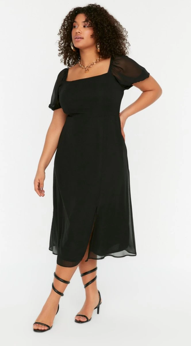 Trendyol Vrouwen Ballon Mouw Vierkante Kraag A-lijn Plus Size Jurk 10 Trendyol Vrouwen Ballon Mouw Vierkante Kraag A-lijn Plus Size Jurk - Afbeelding 8