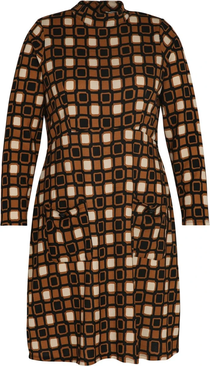 Paprika Korte Jurk In Crêpe Met Grafisch Motief 9 Paprika Korte Jurk In Crêpe Met Grafisch Motief - Afbeelding 7