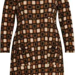 Paprika Korte Jurk In Crêpe Met Grafisch Motief -Pantalonix Verkoopwinkel 690x1200