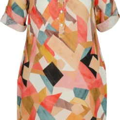 Paprika Korte, Linnen Jurk Met Grafisch Motief -Pantalonix Verkoopwinkel 695x1200 2