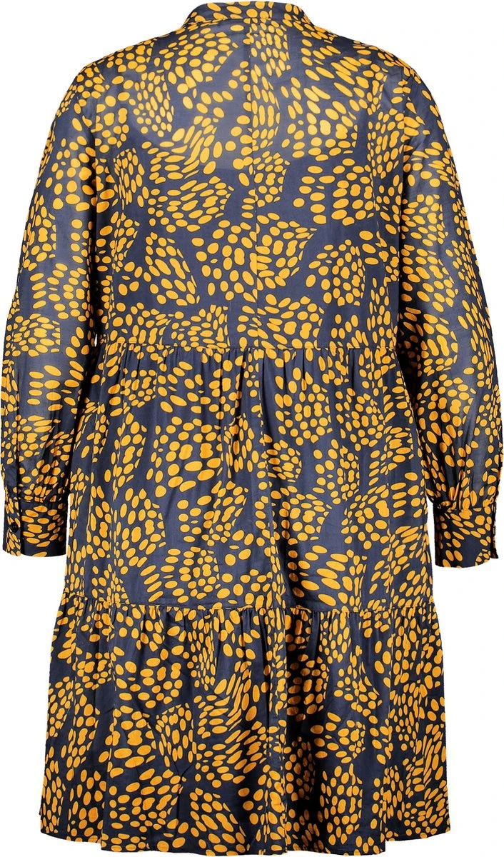 SAMOON Dames Jurk Met A-lijn Mood Blue Gemustert-46 4 SAMOON Dames Jurk Met A-lijn Mood Blue Gemustert-46 - Afbeelding 2