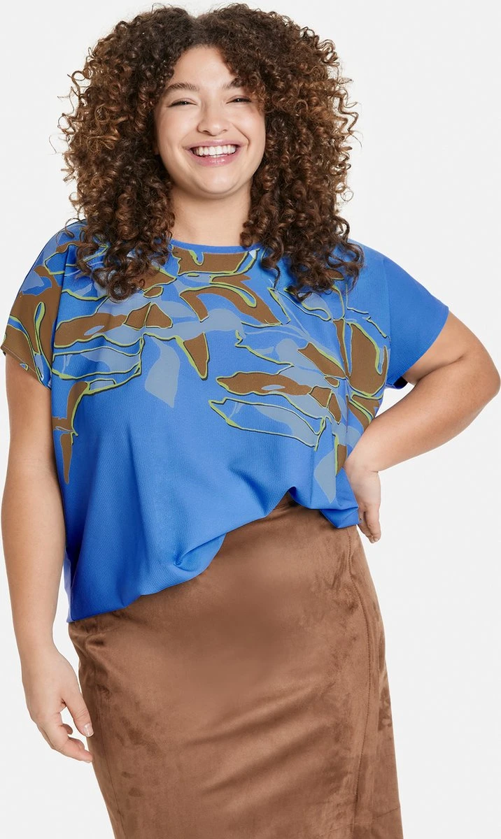 SAMOON Dames Shirt Blue Bonnet Gemustert-48 3 SAMOON Dames Shirt Blue Bonnet Gemustert-48