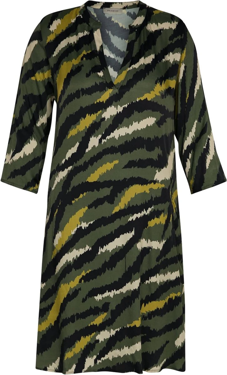 Promiss Korte, Satijnen Jurk Met Camouflageprint 10 Promiss Korte, Satijnen Jurk Met Camouflageprint - Afbeelding 8